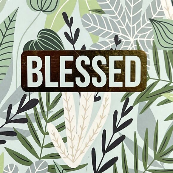 BLESSED Lined Hardcover Journal Notebook Green Gold Leaf Allover Print - Picture 4 of 17
